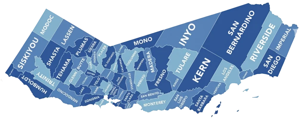 California 58 County Map - Notary Public Education