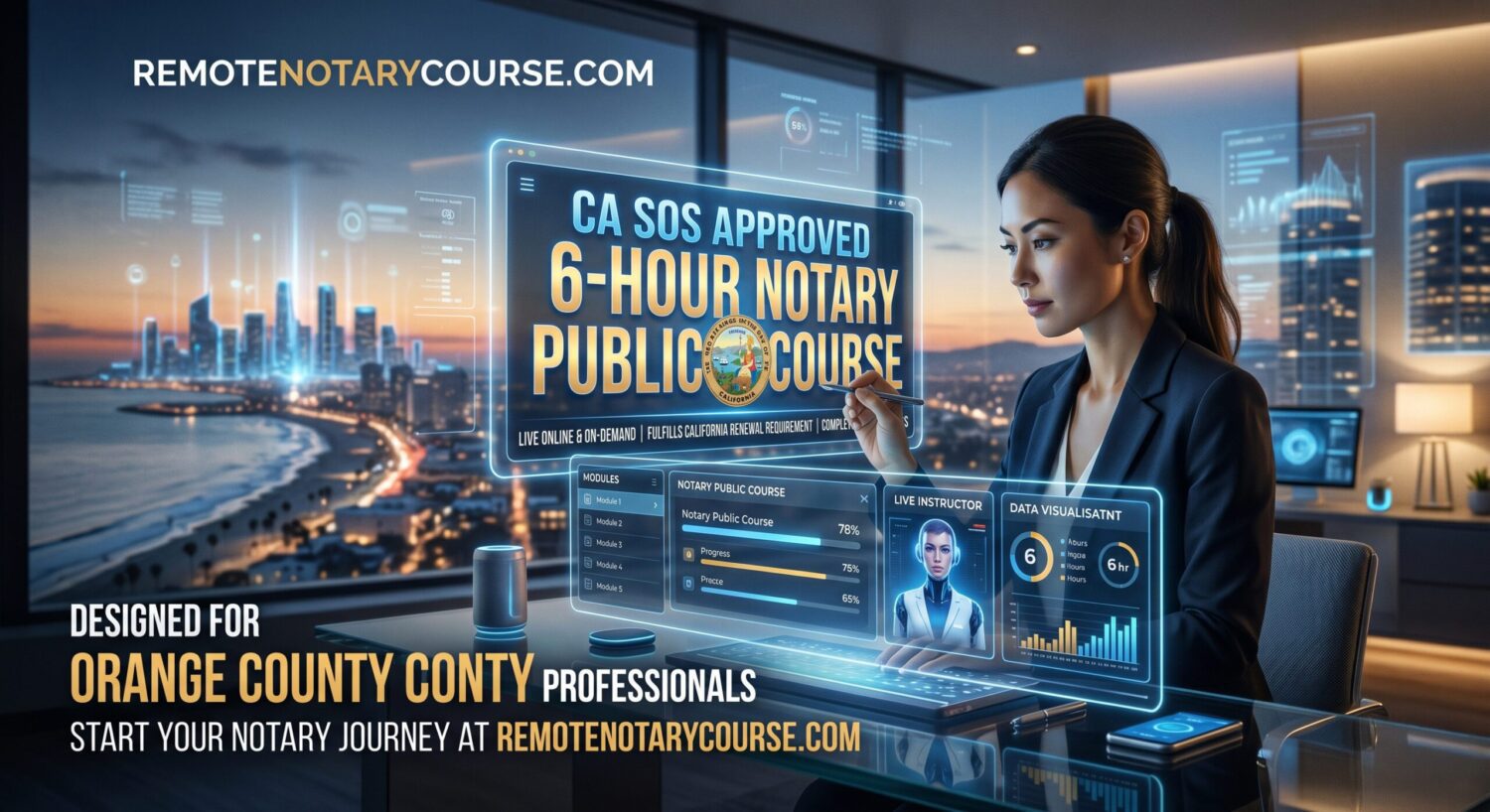 Student taking an Orange County Notary Public Class online