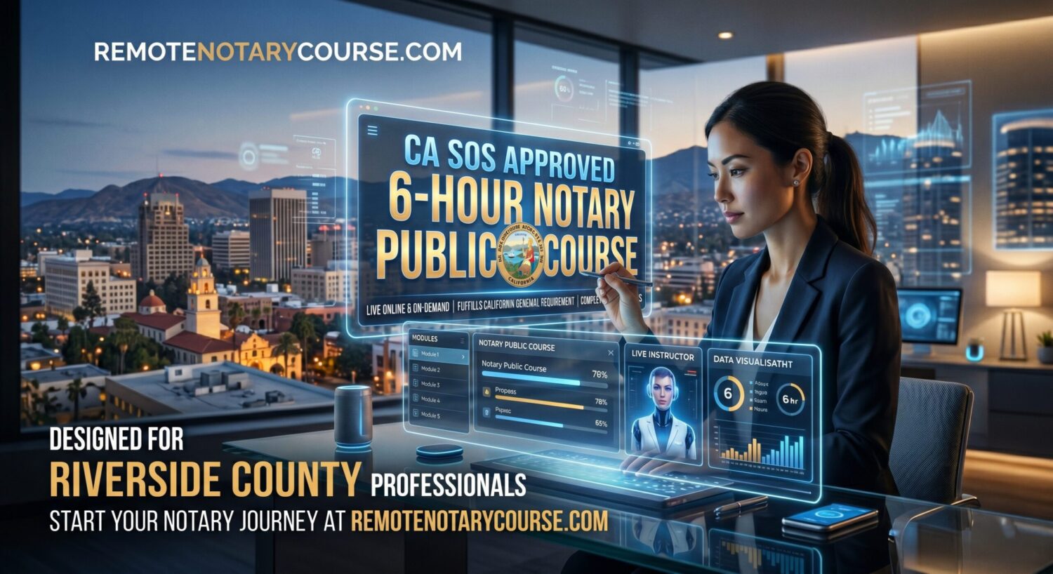 Student taking a Riverside County Notary Public Class online