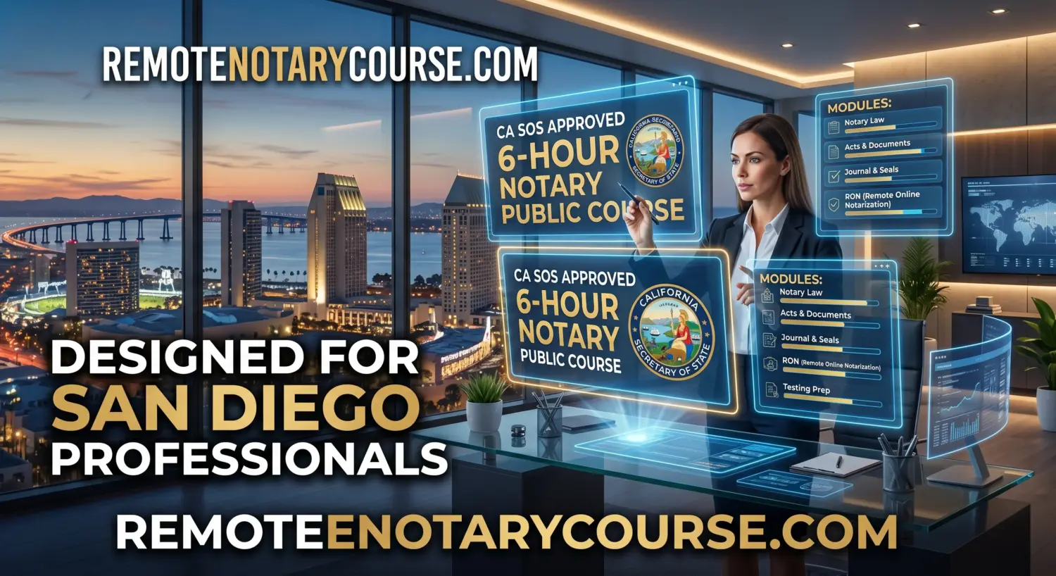 Student taking a San Diego County Notary Public Class online